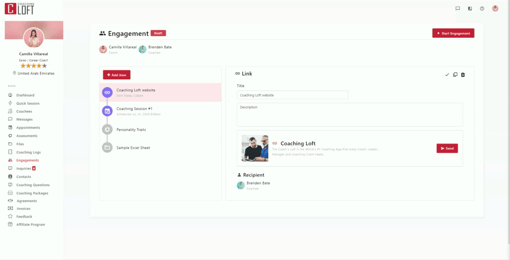 Updating Status - Engagement progression