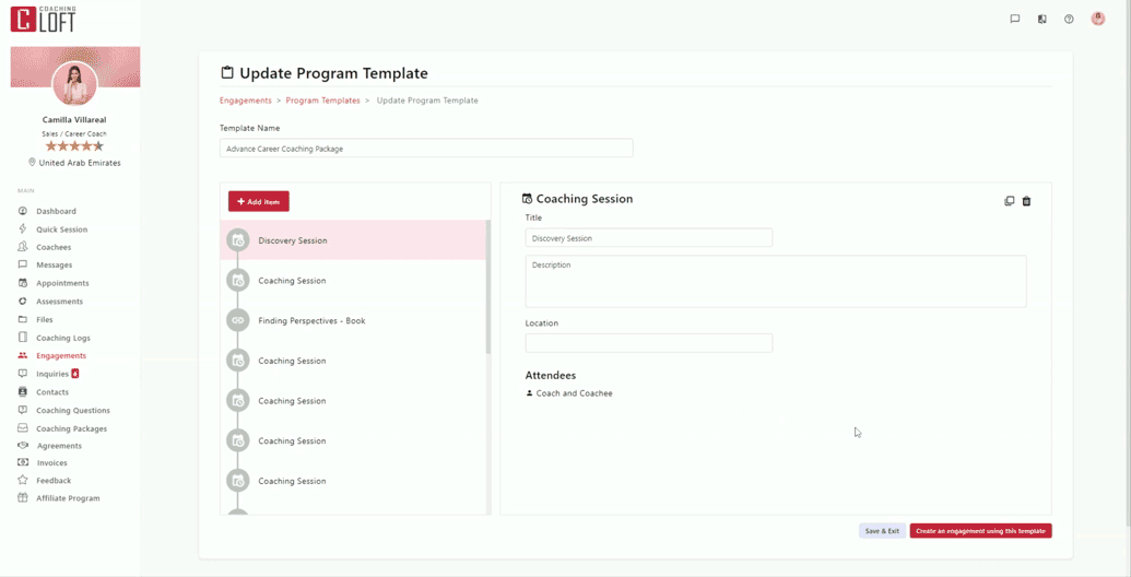 Create an Engagement using a Program Template